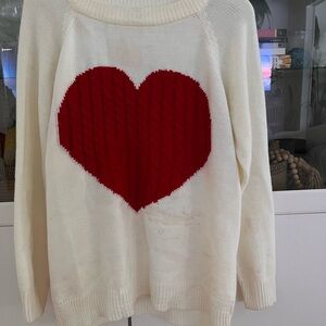 Heart Patterned Cream Sweater